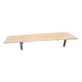 Andrianna Shamaris White Washed Live Edge Teak Wood Coffee Table or Bench For Sale
