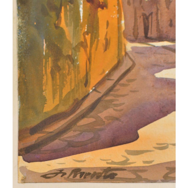 Janis Brekte, Town Street, 1956, Watercolor For Sale - Image 4 of 6