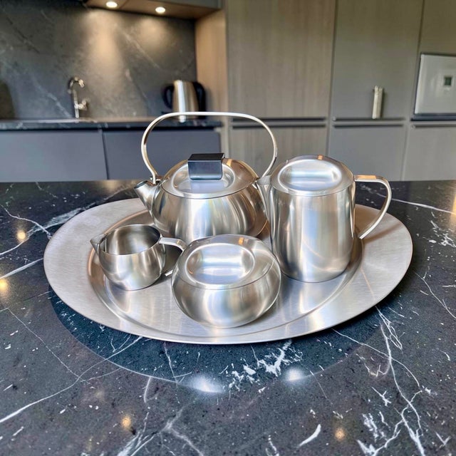 Vintage Coffee & Tea Service in Stainless Steel by Carla Nencioni & Armando Moleri, 1960s For Sale - Image 17 of 18