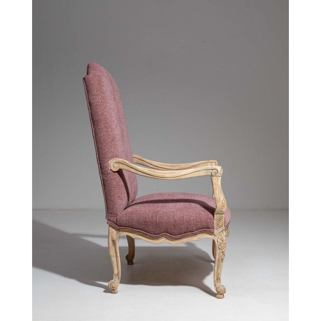 19th Century 19th Century France Louis XIV Antique White Wood Armchair For Sale - Image 5 of 10