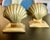 Good quality, cast brass scallop shell book ends. Beveled edges, nice patina, and very heavy. Each is numbered, maker...
