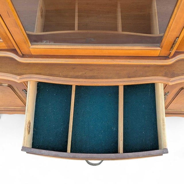 Late 20th Century Queen Anne Style Wood and Glass China Hutch Cabinet For Sale - Image 9 of 16