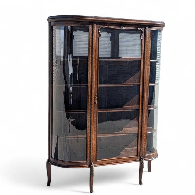 Edwardian Curved Glass Demi-Lune Display Cabinet, 20th Century For Sale - Image 13 of 16