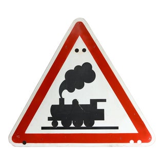 1960s French Train Crossing Sign For Sale
