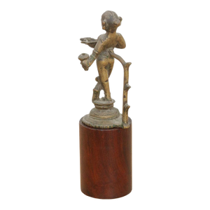 Antique Indian Brass Folk Figure on Stand