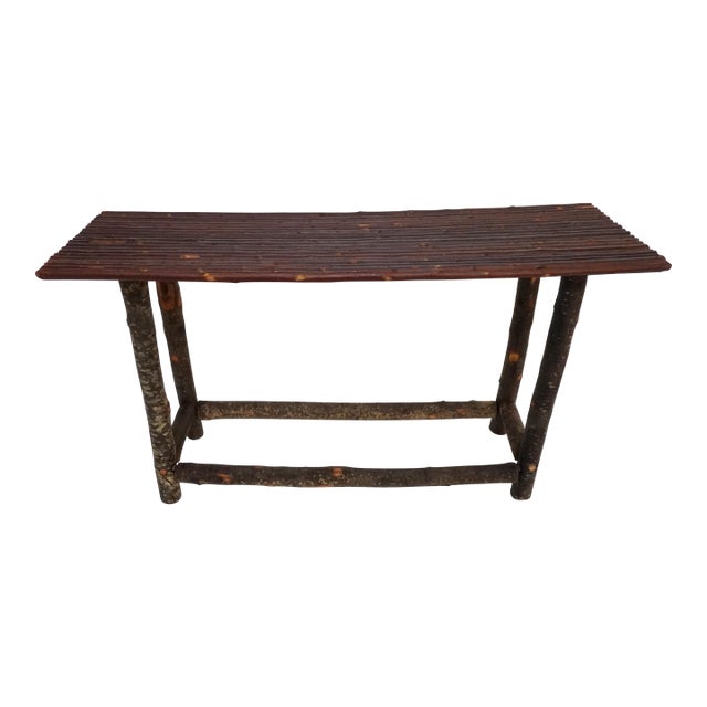 Rustic Wood and Twig Console Table For Sale