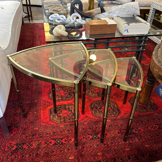 Chrome and Glass Angular Nesting Tables Chairish