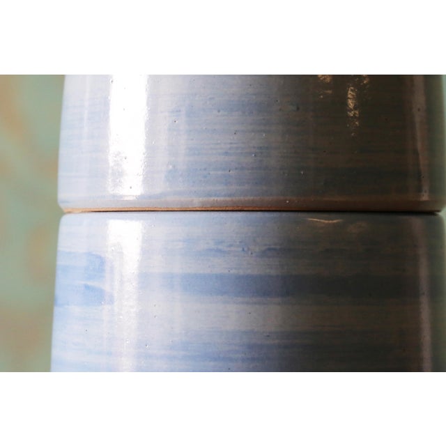 1960s Gordon and Jane Martz M55 Lamp for Marshall Studios Tall Baby Blue Gloss Tootsie Roll For Sale - Image 6 of 11