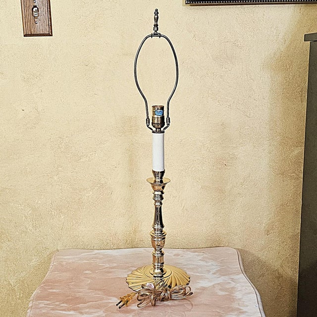 Vintage Glenn Nelson Brass Candlestick Table Lamp, Hollywood Regency Style, 28” Tall For Sale In Washington DC - Image 6 of 18