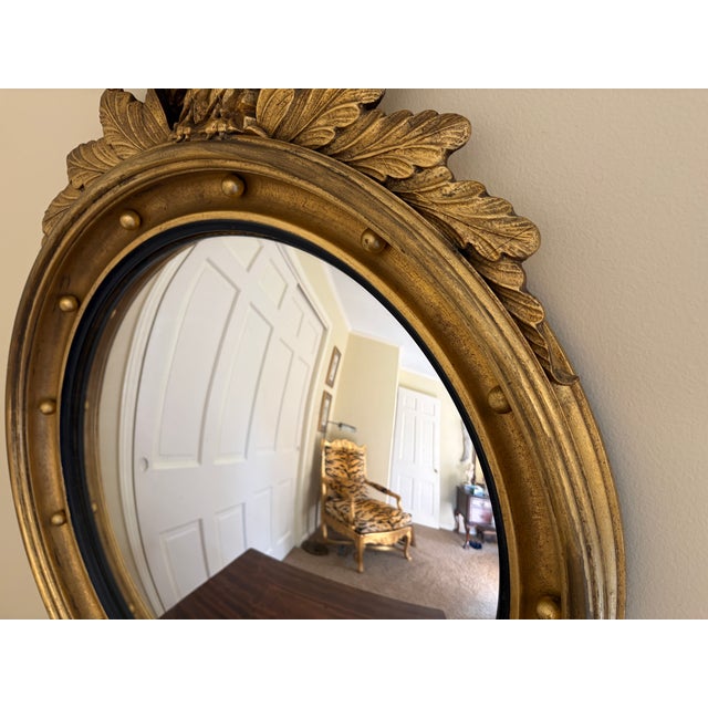 Mid-Century American Federal Giltwood Eagle Bullseye Convex Mirror For Sale In South Bend - Image 6 of 12
