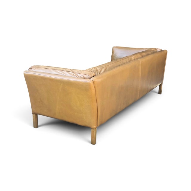 Tan Restoration Hardware Sorensen Sofa in Caramel Tan Leather Wit Beautiful Patina For Sale - Image 8 of 12