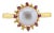8MM Pearl Ring with Ruby Halo 14k Yellow Gold, Size 6 For Sale