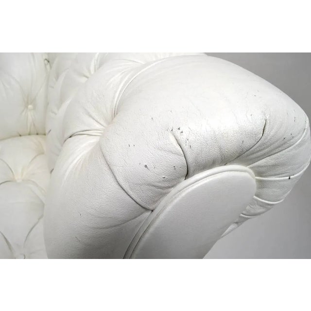 Mid 20th Century Chesterfield Sofa in White Vinyl Upholstery For Sale - Image 5 of 10