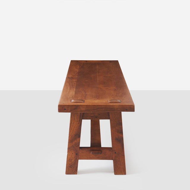 Brown Oak Bench Attributed to the Stickley Brothers c.1940s For Sale - Image 8 of 8