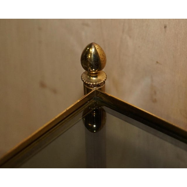 Mid-Century Modern Three Tier Tables in Brass and Smoked Glass, Set of 2 For Sale - Image 14 of 18