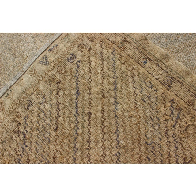 Vintage Turkish Embroidered Rug in Shades of Brown With Geometric Diamond Design For Sale - Image 11 of 12