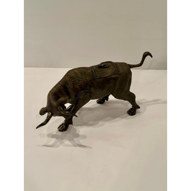 Brown Decorative Rattan Box in Shape of Bull For Sale - Image 8 of 12