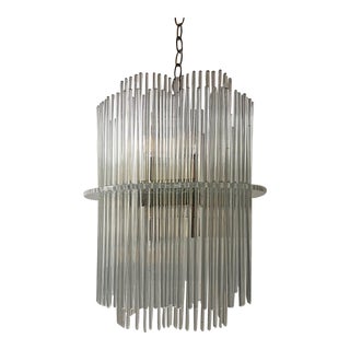 1970s Sciolari Attributed Lucite and Glass Rod Chandelier For Sale