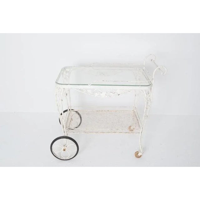 This is a Classic Woodard Chantilly Rose wrought iron tea cart or bar cart, well made and fine quality. Vintage Woodard...