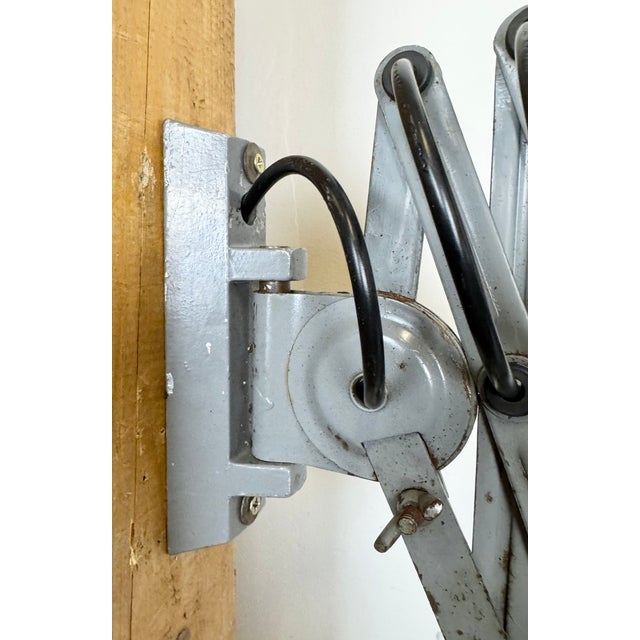 Grey Industrial Scissor Wall Lamp from Elektroinstala, 1960s For Sale - Image 13 of 18