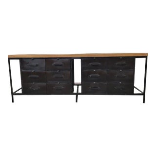 Vintage Industrial Forged Metal With Mango Wood Top Sideboard For Sale