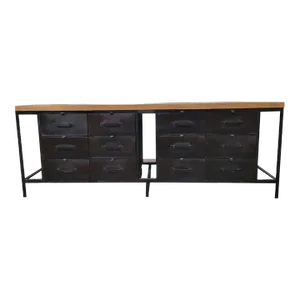 Vintage Industrial Forged Metal With Mango Wood Top Sideboard