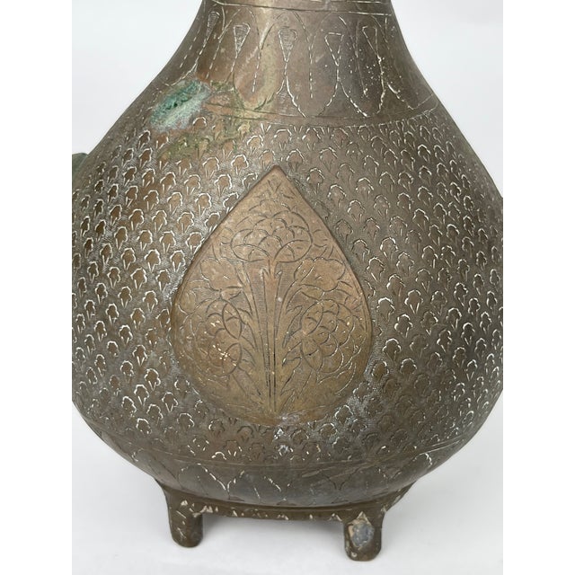 A Persian Hand Engraved Brass Pitcher For Sale In Los Angeles - Image 6 of 8