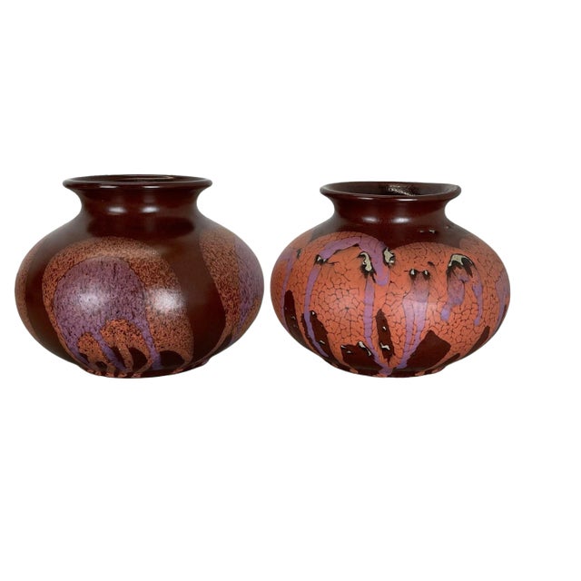 German Pottery Vase Objects from Steuler Ceramics, 1970s, Set of 2 For Sale