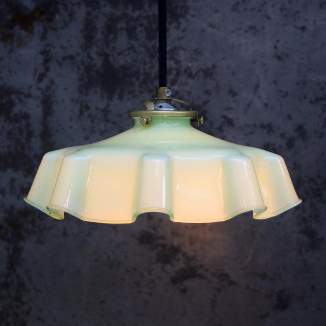 1950s French Green Opaline Glass Pendant Lamp For Sale - Image 5 of 7