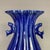 Art Deco Vintage Cobalt Blue Glazed Fluted Vase With Double Handles - 8.7" For Sale - Image 3 of 7