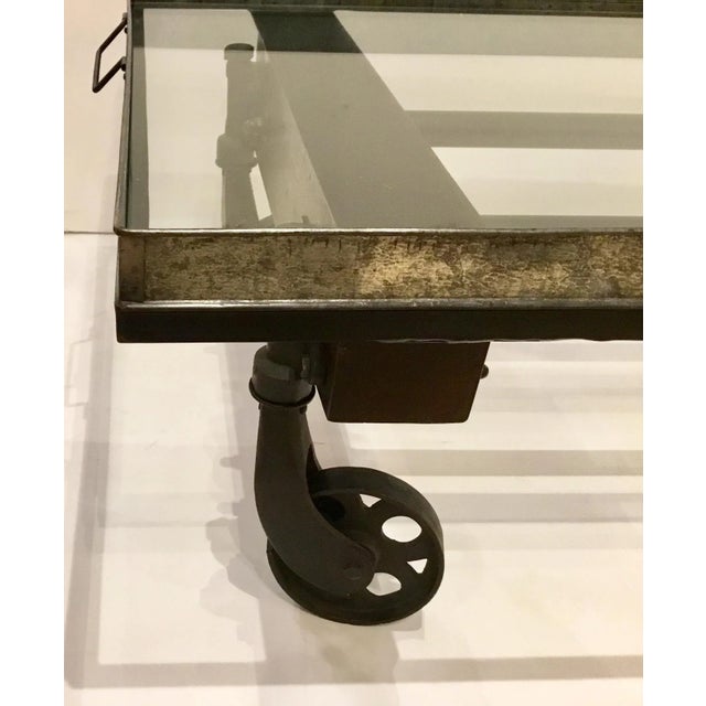 Industrial Modern Cocktail Table on Wheels For Sale In Atlanta - Image 6 of 7