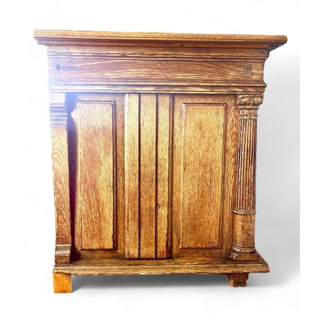 Tan 17th Century Henri IV Renaissance French Chest Desk in Carved Wood, France For Sale - Image 8 of 13