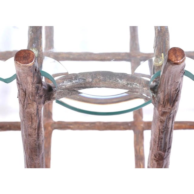 Brown Cast and Hand Painted Aluminum Faux Bois Side Table For Sale - Image 8 of 8