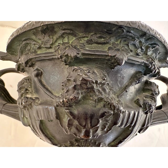 Late 19th Century Grand Tour Italian Neoclassical Patinated Bronze Urn Warwick Vase For Sale - Image 5 of 7