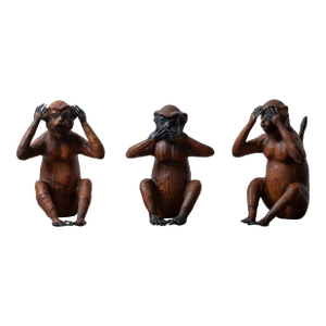 Three Wise Monkeys Leather Sculptures