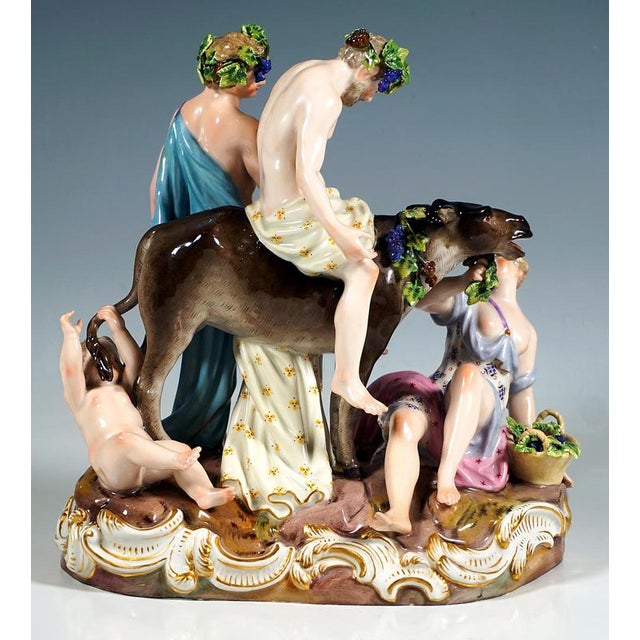 Bacchant Group with Drunken Silenus on Donkey by E. A. Leuteritz for Meissen, 1860 For Sale - Image 4 of 10
