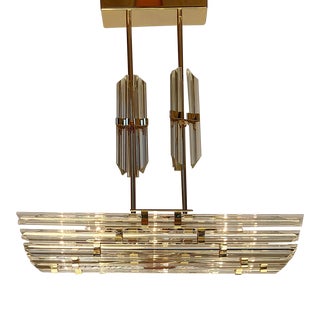 Large Mid Century Murano Glass Gilded Sky Scraper Chandelier For Sale