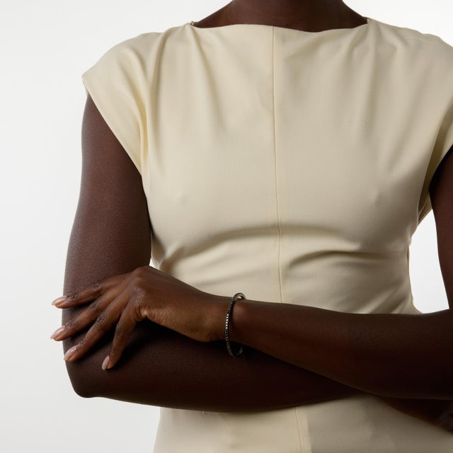 1920s Lugano Black Diamond 18k Blackened Gold Bangle Bracelet For Sale - Image 4 of 5