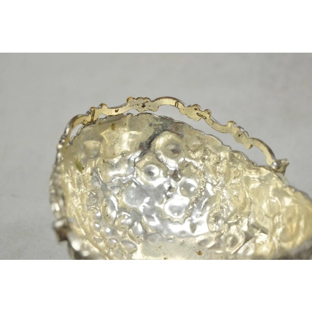 Antique Victorian Japanese Silver Plated Rose Flower Repousse Nut Bowl Dish For Sale - Image 12 of 16