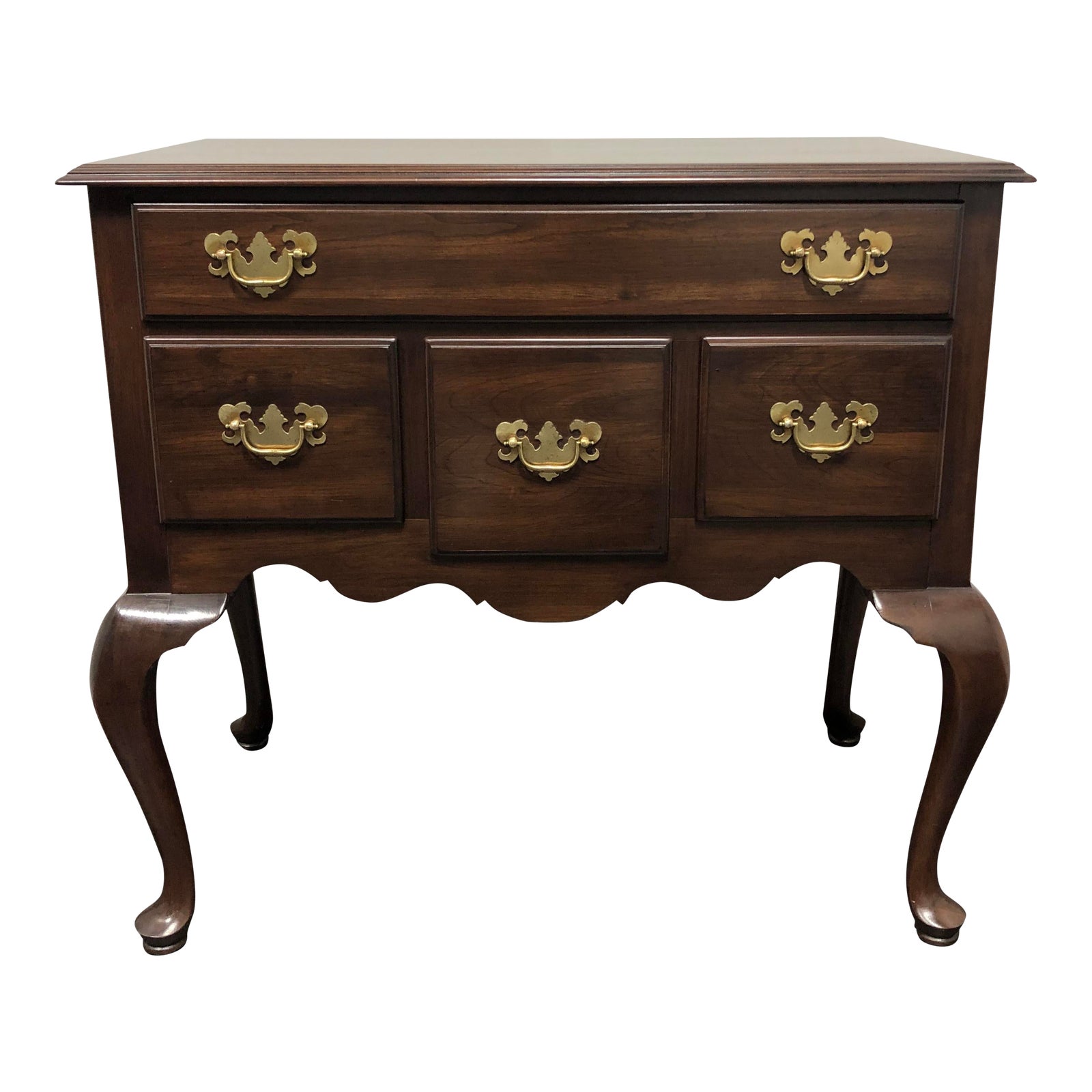 Ethan Allen Solid Cherry Queen Anne Style Lowboy Dresser Chairish