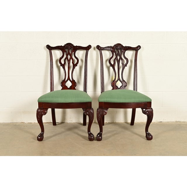 Thomasville Chippendale Carved Mahogany Side Chairs or Dining Chairs, Pair For Sale - Image 14 of 14
