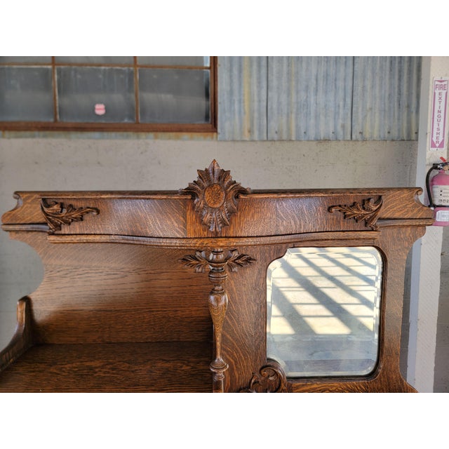Wood Antique Side by Side Desk, Display and Storage Cabinet. Tiger Oak Circa. 1900 For Sale - Image 7 of 18