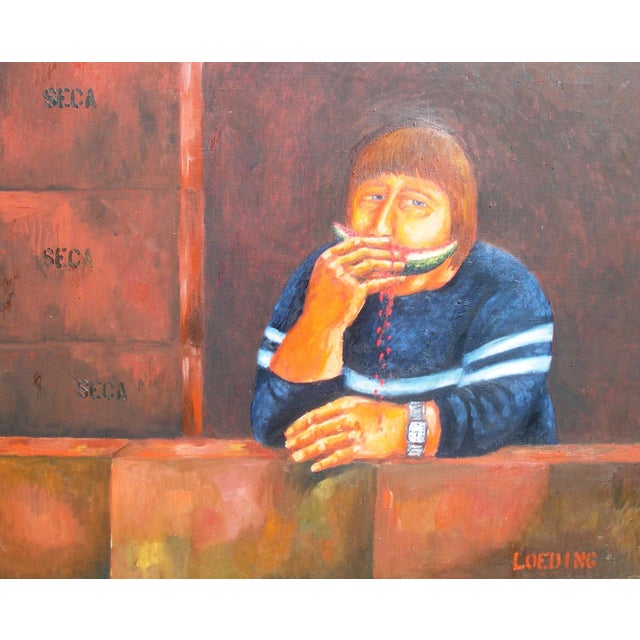 Peter Loeding, Workers on Their Lunch Break, 1980s, Oil Painting on Canvas, Framed For Sale - Image 9 of 9