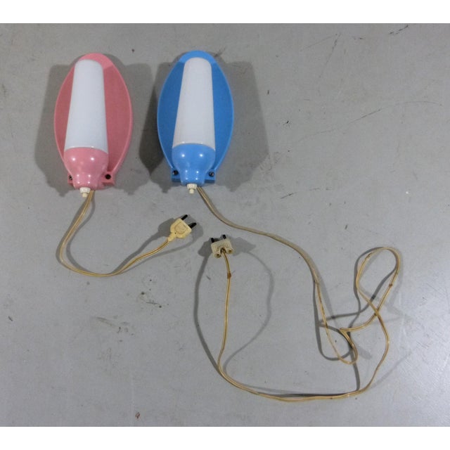 Pink & Blue Wall Lamps, 1950s, Set of 2 For Sale - Image 16 of 18