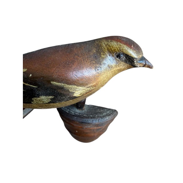 1930s Austrian Folk Art Carved Wood Chaffinch #97, 1930s For Sale - Image 5 of 6