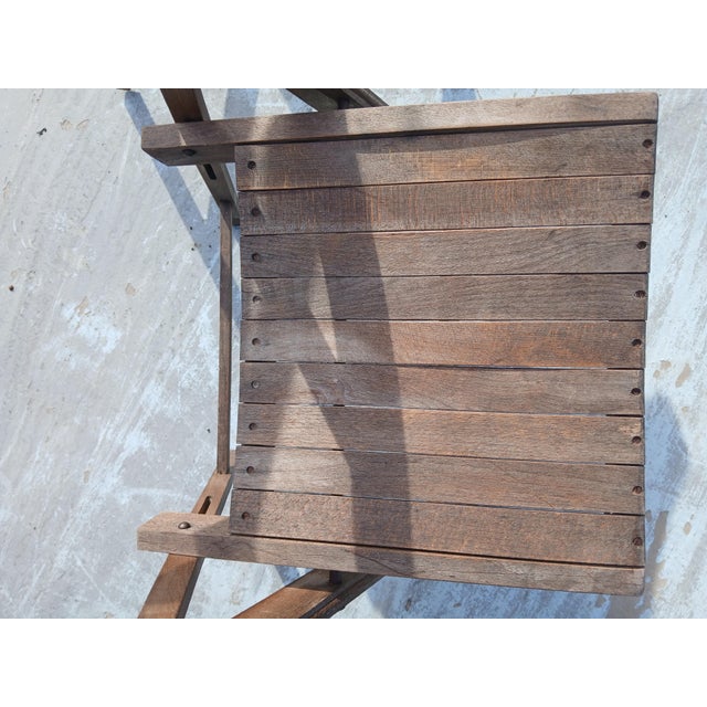 1940s Teak Danish Style Folding Slatted Chairs - Set of 2 For Sale - Image 11 of 12