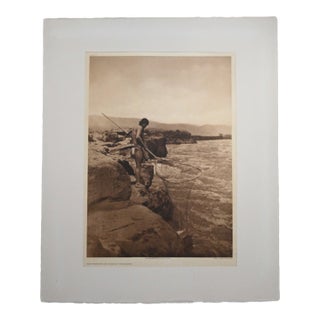 Edward S. Curtis "Dip-Netting in Pools — Wishham" Photogravure on Gampi Tissue, 1911 — Cardozo Collection For Sale