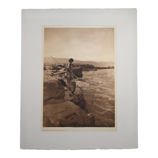 Edward S. Curtis "Dip-Netting in Pools — Wishham" Photogravure on Gampi Tissue, 1911 — Cardozo Collection For Sale