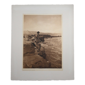 Edward S. Curtis "Dip-Netting in Pools — Wishham" Photogravure on Gampi Tissue, 1911 — Cardozo Collection