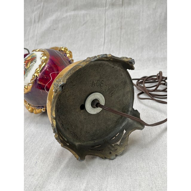 Metal Mid 20th Century George and Martha Washington Porcelain Urn Table Lamp Base For Sale - Image 7 of 8